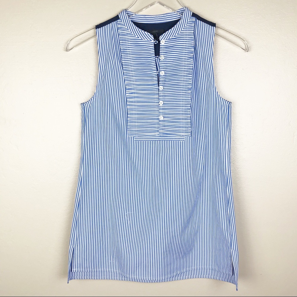 🌿J. CREW | Pleated Sleeveless Striped Bib Top